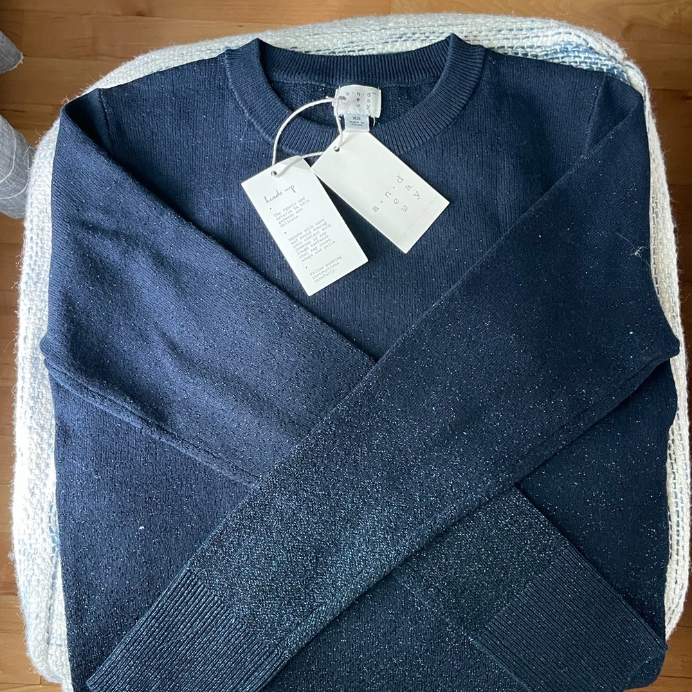 a new day xs navy sweater w subtle sparkle details